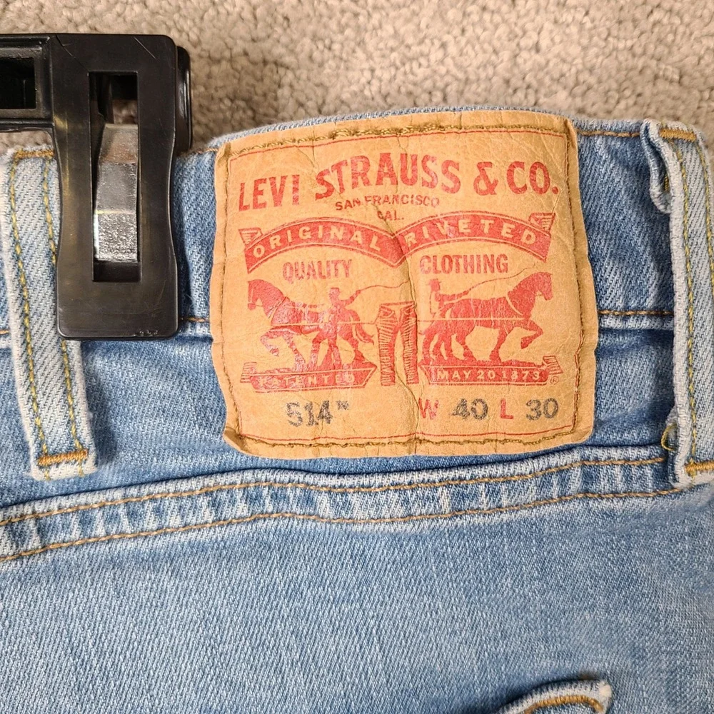 Levis 514 Jeans Mens 40x30 (40x27) Blue‎ Straight Fit Denim Cotton Light Wash